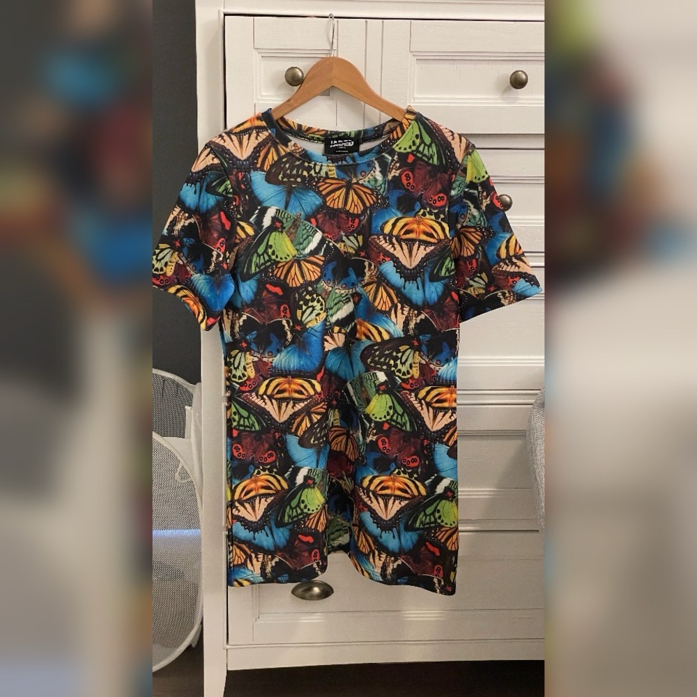 Jaded London Colorful Butterfly Print Dress